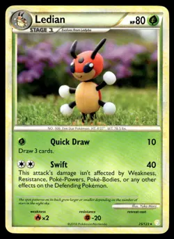 2010 Pokemon HeartGold & SoulSilver Ledian #25 Light Play - Image 1
