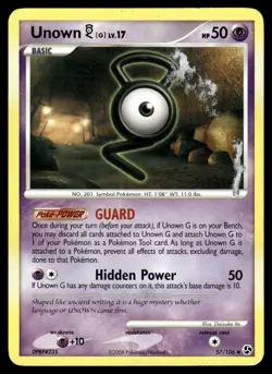 2008 Pokemon Diamond & Pearl - Great Encounters Unown G #57 Damaged - Image 1