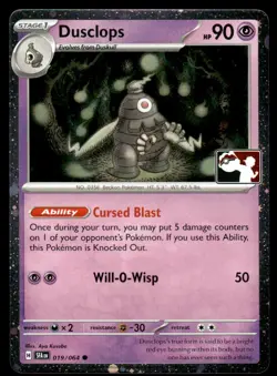 2025 Pokemon Stamped Prize Pack Series 7 Dusclops #19 Near Mint Holo - Image 1