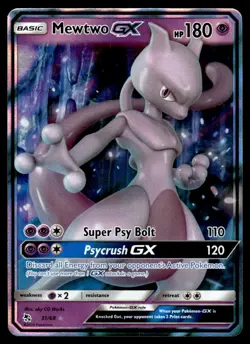 2019 Pokemon Sun & Moon - Hidden Fates Mewtwo-GX #31 Light Play Holo - Image 1