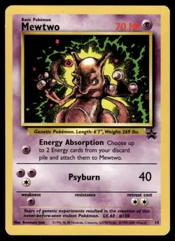 2000 Pokemon Promos - Wizards Black Star Mewtwo #14 Heavy Play - Image 1