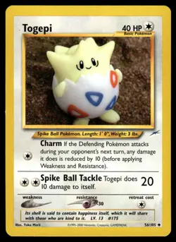 2002 Pokemon Neo - Destiny Togepi #56 Light Play - Image 1