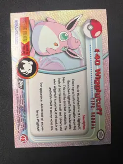 Topps Pokemon Wigglytuff #40 Foil black Logo 1999 TV Animation Series - Image 2