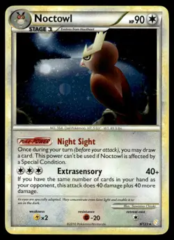 2010 Pokemon HeartGold & SoulSilver Noctowl #8 Light Play Holo - Image 1