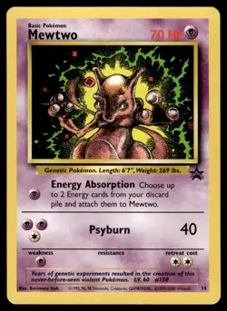 2000 Pokemon Promos - Wizards Black Star Mewtwo #14 Heavy Play - Image 1