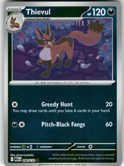 Thievul 090/132 Common Mega Evolution Pokemon Reverse Holo Near Mint - Image 1