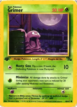 Pokemon TCG Grimer Fossil 48/62 1st Edition Common HP/DMG - Image 1