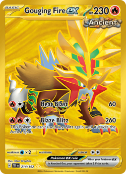 Pokemon TCG Gouging Fire ex 214/162 Gold Secret Rare Temporal Forces NM/M - Image 1