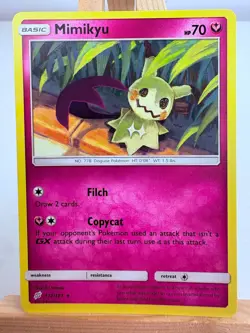 Pokemon Card Mimikyu Team Up Reverse Holo Rare 112/181 - Image 1