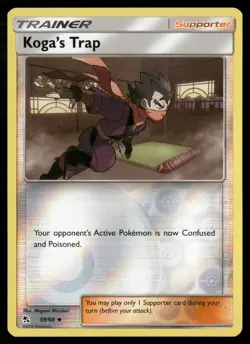 Pokemon Koga's Trap Hidden Fates Reverse Holo 59/68 Uncommon Near Mint - Image 1