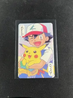 Ash & Pikachu - 1999 Pocket Monster Pokemon Vintage Poker Card Holo Back - Image 1