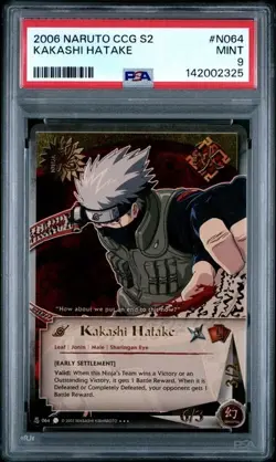 PSA 9 2006 Naruto Card CCG S2 Coils of the Snake Kakashi Hatake #064 - Image 1
