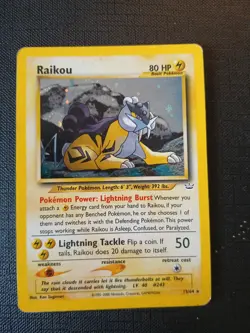 Neo Revelation Raikou Shiny Holo Old Pokemon Card 2000 13/64 - Image 1