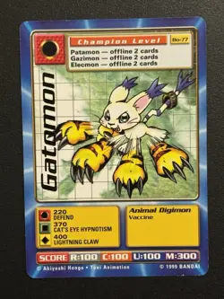Digimon Gatomon BO-77 Gold Rare Digi Battle Series 2 Card Bandai 1999 - Image 1