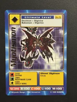 Myotismon Digimon Bo-76 Ultimate Android Digimon English Card 1999 Bandai - Image 1