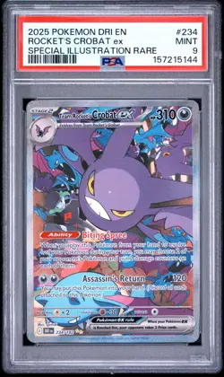 PSA 9 TEAM ROCKET'S CROBAT EX 234/182 SIR DESTINED RIVALS POKEMON 🌑 - Image 1