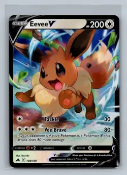 Eevee V 108/159 Holo V Rare Crown Zenith Pokemon Holo Near Mint - Image 1