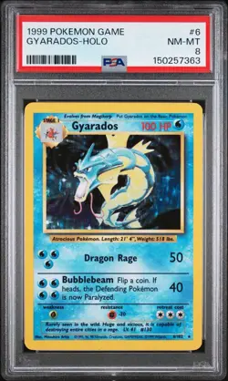1999 Pokemon Game 6 Gyarados Holo Card PSA 8 NM-MT - Image 1