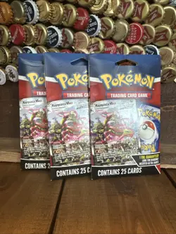 3 Total Pokemon Sealed TCG Rayquaza VMax 25 Card Packs & 1 Guaranteed Foil Card - Image 1