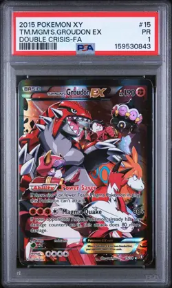 Pokemon 2015 XY Team Magma's Groudon EX 15/34 PSA 1 Full Art Holo - Image 1