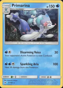 Primarina (Cracked Ice Holo) 41/149 Holo Holo Rare Deck Exclusives Pokemon LP - Image 1