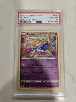 Pokemon TCG Zacian Card Amazing Rare, Vivid Voltage, PSA 10 - Image 1