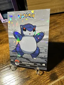 2025 Pokemon Crystal Card Collection Black Dark Edition #027 Sandshrew Holo - Image 2