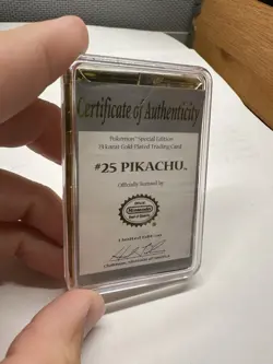 Pokemon Pikachu 23k Gold Plated Trading Card 1999 Nintendo #25 with Certificate - Image 2