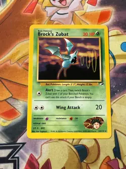 Pokemon Card - Brock's Zubat Gym Heroes 24/132 Rare NM Vintage Nintendo WOTC TCG - Image 1
