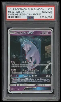 PSA 10 2017 Pokemon Sun & Moon Shining Legends Mewtwo Gx # 78 - Image 1