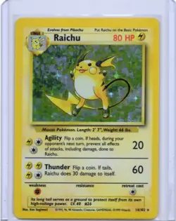 Pokemon Raichu 014/102 Base Set Holo Foil LP - Image 1