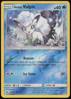 Alolan Vulpix 21/145 MP Guardians Rising Common Reverse Holo Pokemon - Image 1