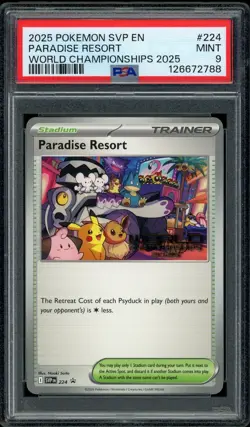 Pokemon PSA 9 2025 Paradise Resort SVP 224 World Championships Anaheim Promo - Image 1