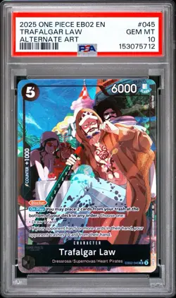 Bandai One Piece CCG 2025 EN EB02-045 Trafalgar Law Alt Art Foil PSA 10 - Image 1