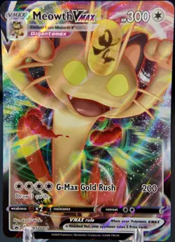 Meowth VMAX SWSH005 (NM) - Black Star Promo - Ultra Rare Full Art Pokemon TCG - Image 1