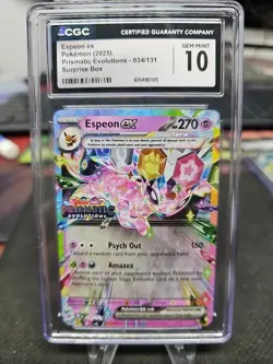 CGC 10 Espeon ex Stamped 034/131 Prismatic Evolutions Surprise Box Promo Pokemon - Image 1