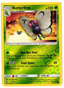 Pokemon TCG Butterfree 3/147 Rare Burning Shadows Reverse Holo VLP - Image 1