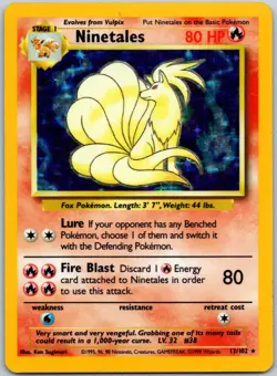 Ninetales 12/102 Holo Rare Base Set Unlimited LP - Image 1