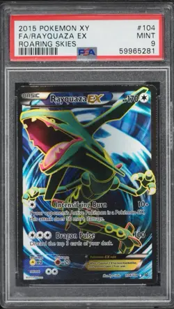 2015 Pokemon XY Roaring Skies Rayquaza EX Full Art Holo #104/108 PSA 9 - Image 1