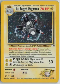 Pokemon Lt. Surge's Magneton 8/132 HP Holo Gym Heroes WOTC - Image 1