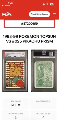 PSA 9 1998 Pokemon Topsun VS Pikachu Prism Pop 6 None Higher #025 - Image 3