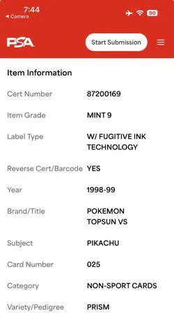 PSA 9 1998 Pokemon Topsun VS Pikachu Prism Pop 6 None Higher #025 - Image 4