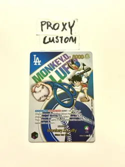 *CUSTOM/FAN-MADE* One Piece EB02-010 Monkey.D.Luffy LA Dodgers *see description* - Image 1