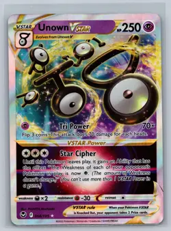 Unown VSTAR 066/195 Holo VSTAR Rare Silver Tempest Pokemon Card Near Mint - Image 1