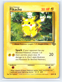 Pikachu 60/64 Jungle Set Unlimited 1999 WOTC Vintage Pokemon Card DMG - Image 1