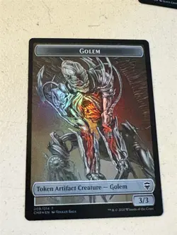 mtg foil token Golem // The Monarch, 009/014, Commander Legends, unplayed - Image 1