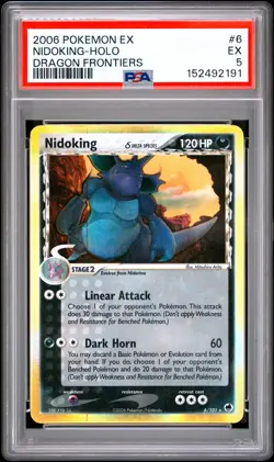 2006 POKEMON EX DRAGON FRONTIERS #6 NIDOKING-HOLO PSA 5 - Image 1