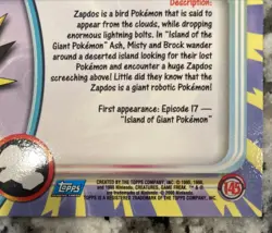 Pokemon Topps Tv Animation Edition Legendary Birds Zapdos - Image 4