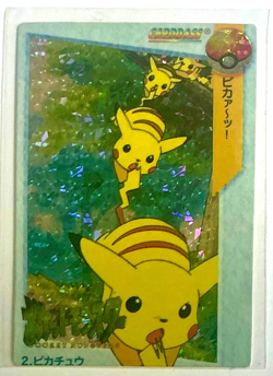 PIKACHU DESCENDS Pocket Monsters Pokemon Japan Anime Vending Foil Prism Sticker - Image 1