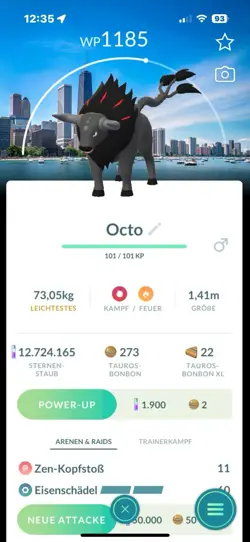 Pokemon Go Tauros Mit Hintergrund Chicago /Background NON SHINY - Image 1